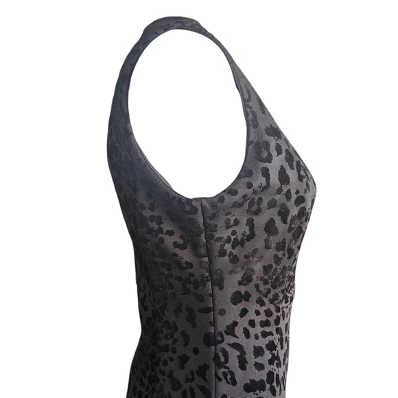 Calvin Klein Black Leopard Print Embossed Sheath Dress Size 6 Whimsigoth - Picture 4 of 16
